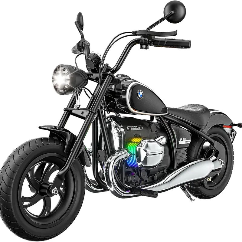 #sohochic Licensed BMW 24V Electric Dirt Bike for Kids 5-8, Fun Ride-on Toy with 300W Peak Brushless Motor, 143lbs Max Load, 12 Mi Range, 13MPH Top Speed, Realistic Horn, RGB Lights, Bluetooth Music, Training Wheels Aid, Birthday, Steel