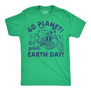 Mens Funny T Shirts Go Planet Its Your Earth Day Sarcastic Graphic Tee for Men Mens Funny T Shirts Cool Vintage Fashion T-Shirt Gift Classic Menswear Funny Environmental Short Sleeve Novelty Tees for Guys Green - Go