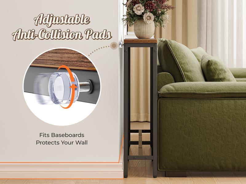 Huuger Narrow Sofa Table with 2 Power Outlets, 63-86.6 Inch Adjustable Length, Behind The Couch Table with USB-C Ports, Long Entryway Console Table, Anti-tip Kit, for Hallway Entry