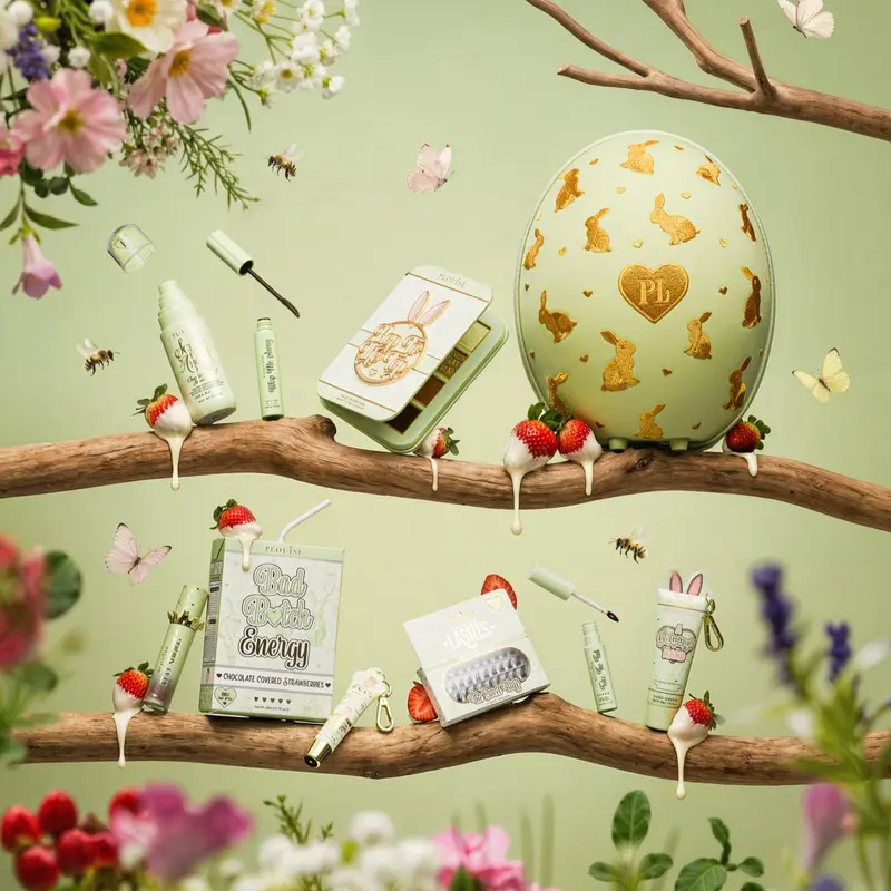 P.Louise Easter Egg Skincare Kit - Lip Stain, Lash Care, Chocolate-Scented, Strawberry-Infused Beauty Set for Skincare Enthusiasts