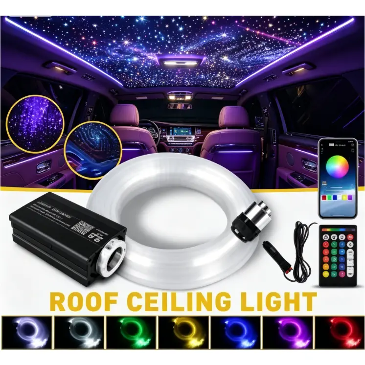 1000pcs Twinkle Fiber Optic Star Light Kit - DIY Car/Home Headliner Ceiling Light with App & Remote