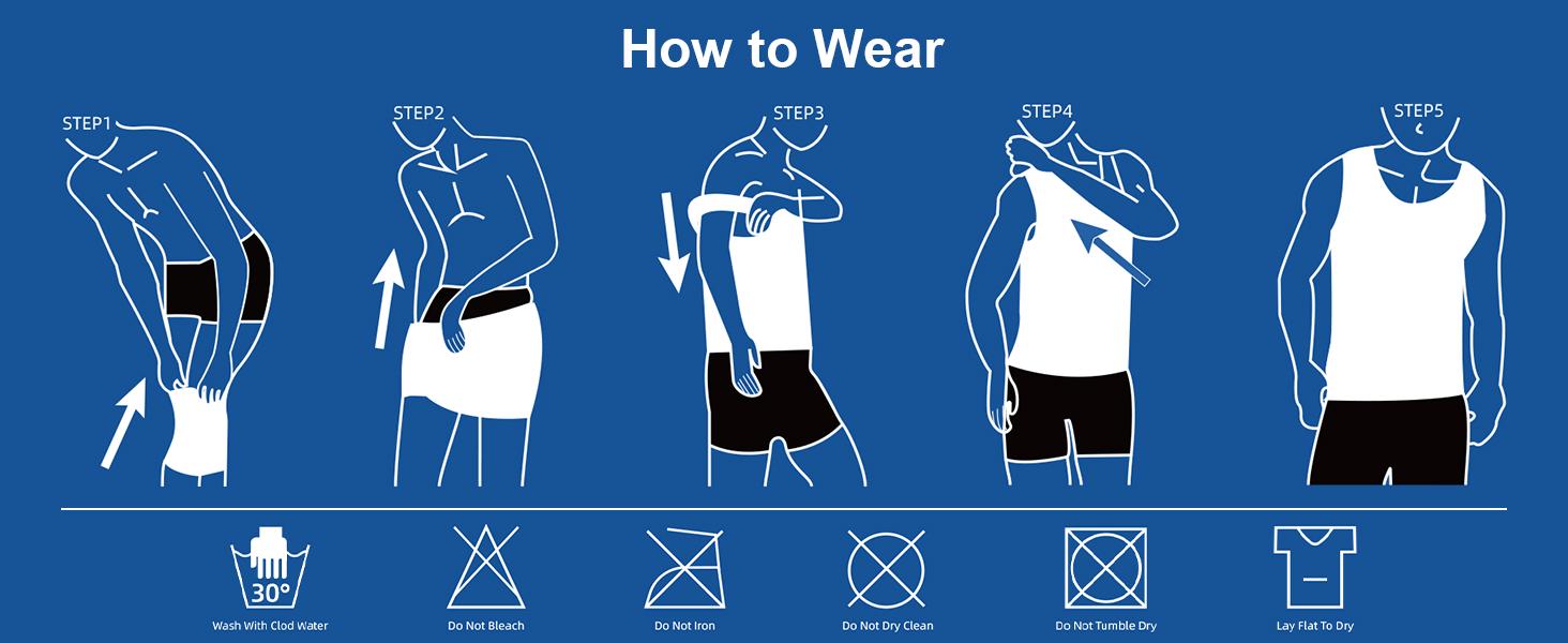 Odoland Sports mens 5 Pack Body Shaper  Tummy Vest Thermal  Shirt Tank Top Shapewear