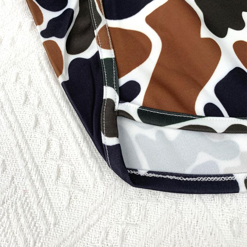 Women's Camo Cross Strap Micro Shorts Unique Pattern Couple Workout Casual Wear