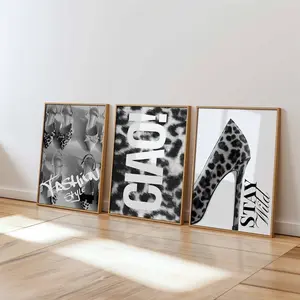 Set of 3 Stockholm posters, Black and White posters, Leopard Heels posters, Trendy print Magazine print, above bed decor, chic gift