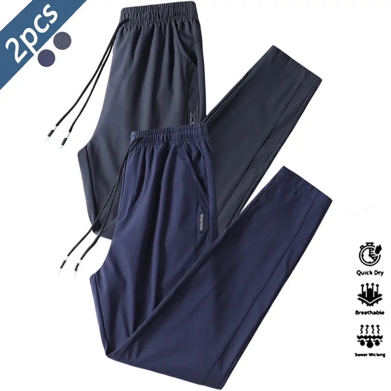 Men’s Casual Business Long Pants, Lightweight Stretchy Polyester Fabric, Straight Regular Leg, Pockets, Comfortable Breathable Summer Trousers, Straight Cut, H Type, Menswear, Fashion, Basic