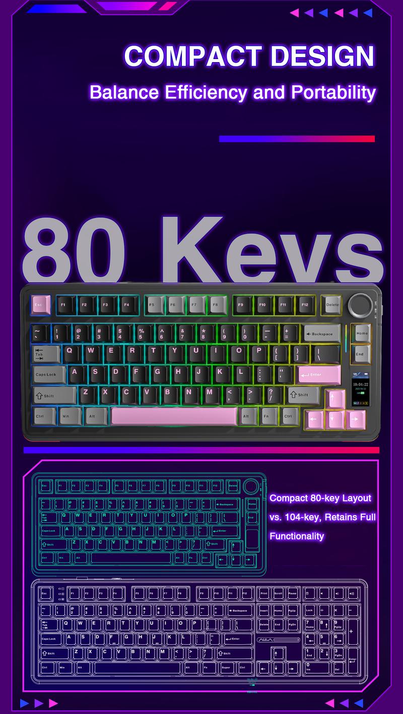 [NEW]Aula S75 Pro Wireless Mechanical Gaming Keyboard with TFT Screen Knob Custom Creamy keyboard Gasket 75% Layout RGB Backlight Hot Swappable for Office PC Mac Linux Gradient Black TikTokshopBlackFriday