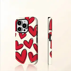 Simple heart pattern Phone case for iPhone Samsung 17Pro Max Air 16 15Plus 14 13 12 11 XR XS Galaxy S25 S24 S23 S22 A71 A56 A55 A54 A53 A52, Two-in-one double-layer protection, Shockproof Drop, Protection Durable, Luxury Love Heart Pattern Phonecase.JY40