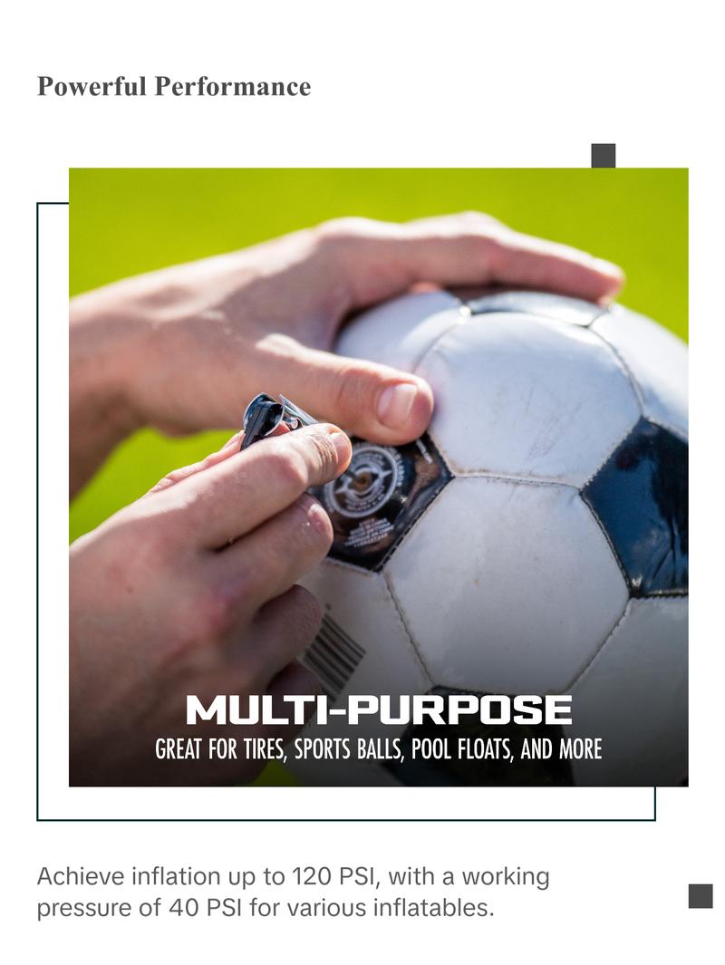 Auto Joe Cordless Portable Air Compressor Kit | W/ 1.3-Ah Battery, Nozzle Accessories, and Storage Bag 24V-AJC-MAX