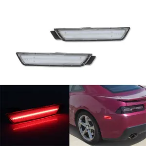 2PCS Clear Lens Rear Side Marker Lights Red LED Lamps For Chevrolet Camaro 2010 2011 2012 2013 2014 2015 Replace OEM 92195248 92246253 9224-6252 & 9224-6253