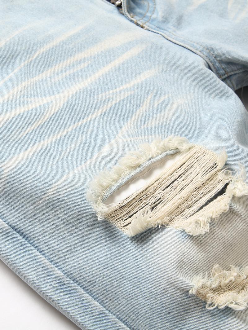 Men's Straight-Leg Ripped Jeans Four Seasons Comfortable Casual Black light blue dark blue gray Slim Fit Vintage Pantalones Para Hombre Washed Denim Pants in Various Colors