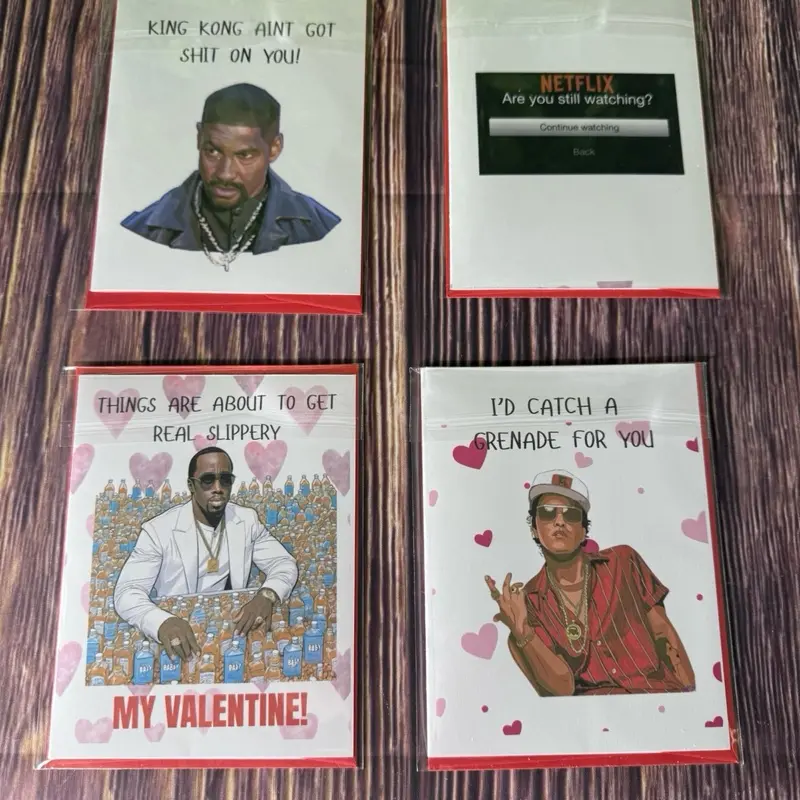 Funny custom handmade Valentine’s Day cards 4 options available