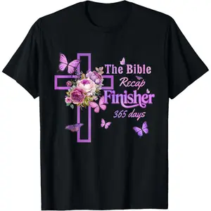 100% Cotton The Bible Recap Finisher 365 Days Christian For Men Women T-Shirt