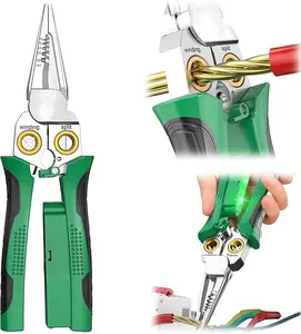 8 in 1 Wire  Stripper/Cutter with Voltage Tester & Dual Alarms, Multi-Function Electric Wire Stripping Tool, Heavy Duty Electrical Tester for Hot/Neutral Wires