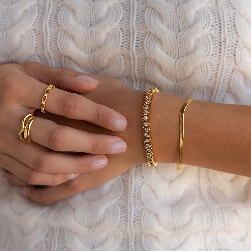 S-Link Diamond Tennis Bracelet by Caitlyn Minimalist - Vintage Style Diamond Link Bracelet -  Crystal Jewelry - Gift for Mom