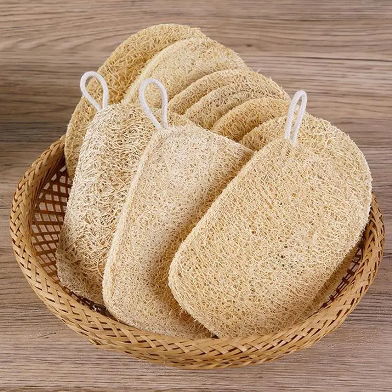 Natural Exfoliating Net Loofah Bath Sponge 5 Counts Exfoliating Bath Loofah Exfoliating Back Washcloth Body Scrub for Men & Women Bathing Shower Accessories for Home Bathroom Body Scrubber