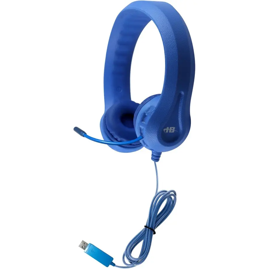 Hamilton Buhl Kid's Flex-Phones Wired Headphone Set - USB Plug, Microphone, PC/Console Compatible, Blue (KFX2UBLU)
