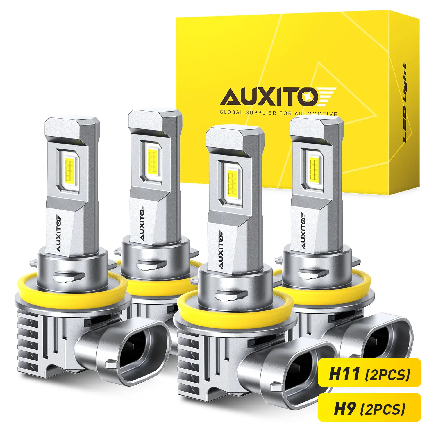 AUXITO 2006-2013 Chevy Impala -H9 High Beam+H11 Low Beam LED Headlight Bulbs,30000LM 6500K Cool White,60,000Hrs Long Service Life,No error,CANBUS Ready,No Flickering, Plug and Play