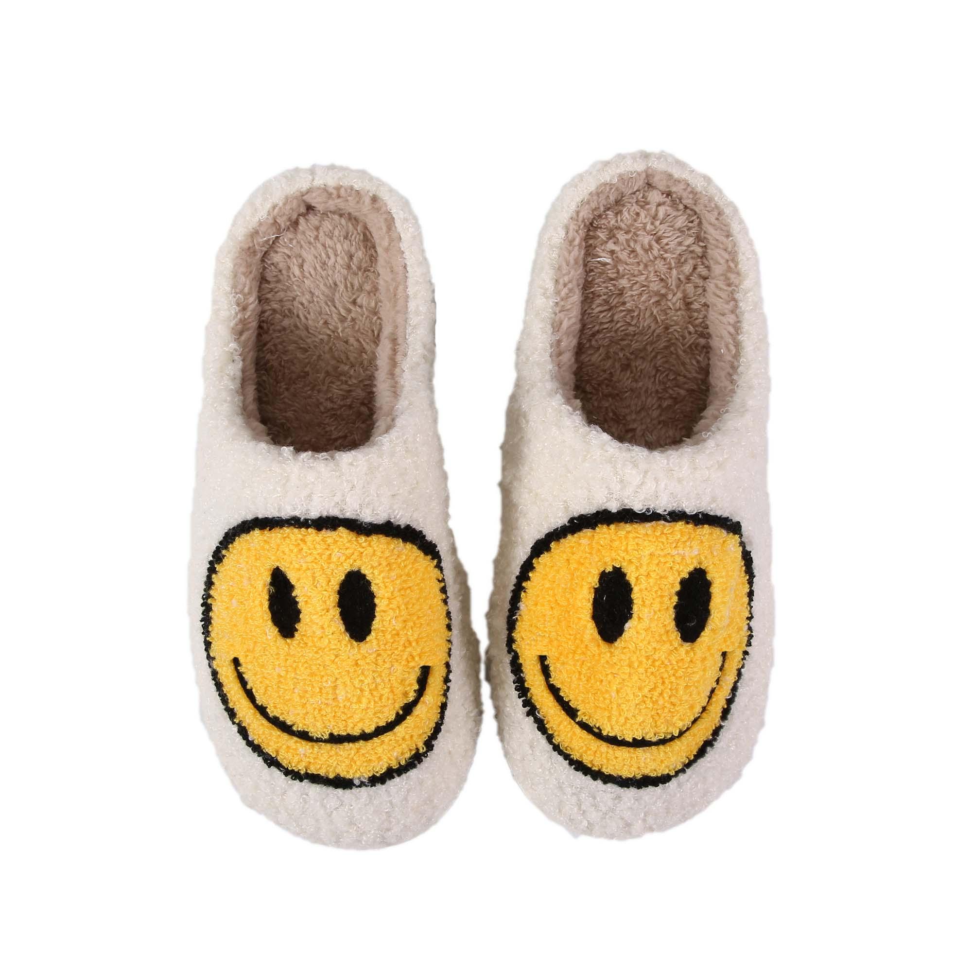 Lumubby Cute Smile Face Plush Slipper Warm Winter Fleece Home Slip-on Shoes for Boys Girls Super Soft Cotton Cartoon Design Breathable Cozy Thickened Memory Foam Ultra Comfortable Lining