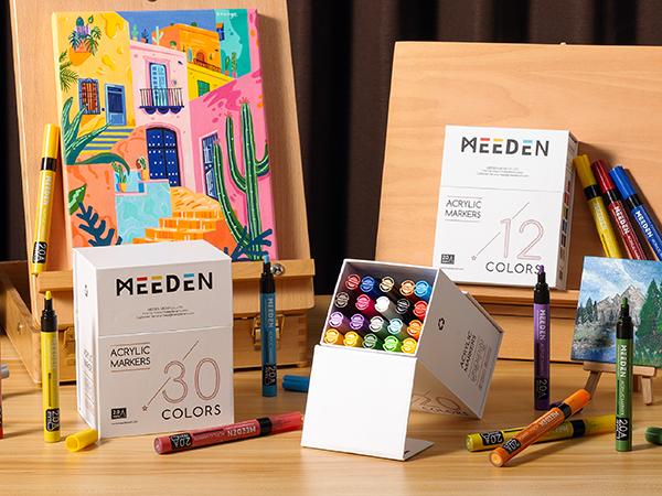 MEEDEN Artist Black & White Paint Pens - 10 Replaceable Tips & 1 Tweezer Acrylic Markers for Visible Large Capacity - Water-Based Quick Drying Paint Markers for Wood, Metal, Rock Painting, Canvas