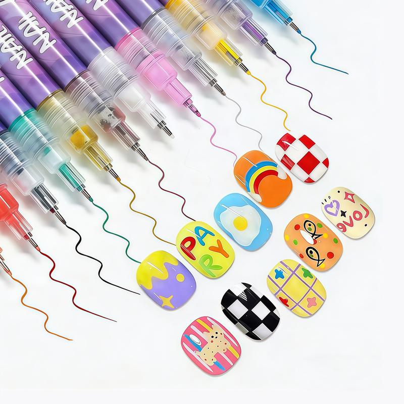 12-Color Nail Art Marker Set: Micro-Tip Waterproof Pens, Lasts 7-14 Days | DIY Salon Gel Nails at Home Kit for Beginners | Valentine‘s Day, Prom, Wedding Gift for Kids, Teens, Adults | with Free Video Tutorial