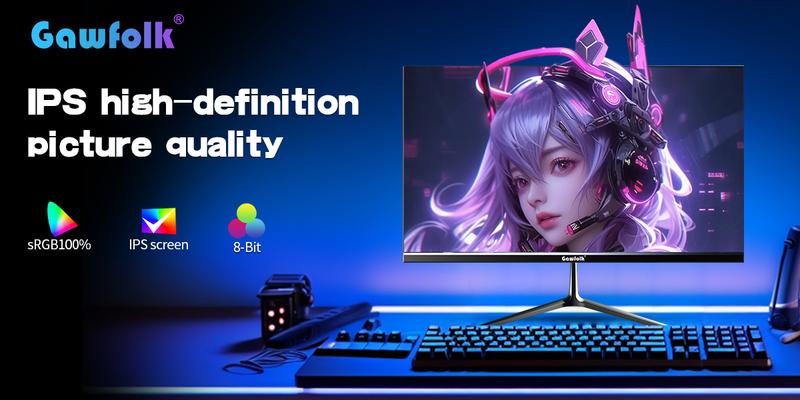 Gawfolk Gaming Monitor 24.5-inch 200Hz Refresh Rate Full HD 1080p PC Display Borderless Flat-Panel Design Built-in Speakers FreeSync Technology Support HDMI & DisplayPort Compatibility VESA 75x75 Wall-Mount Standard