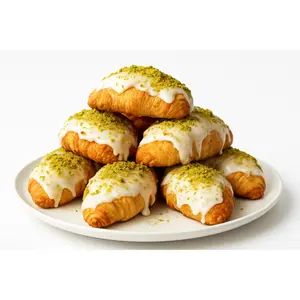 Andy Anand Sugar Free white Chocolate Pistachios Croissants, 10 Pcs - 2 lbs. Handcrafted Guilt-Free Treats with Rich Chocolate Filling Inside and Crunchy Toasted Pistachios Topping