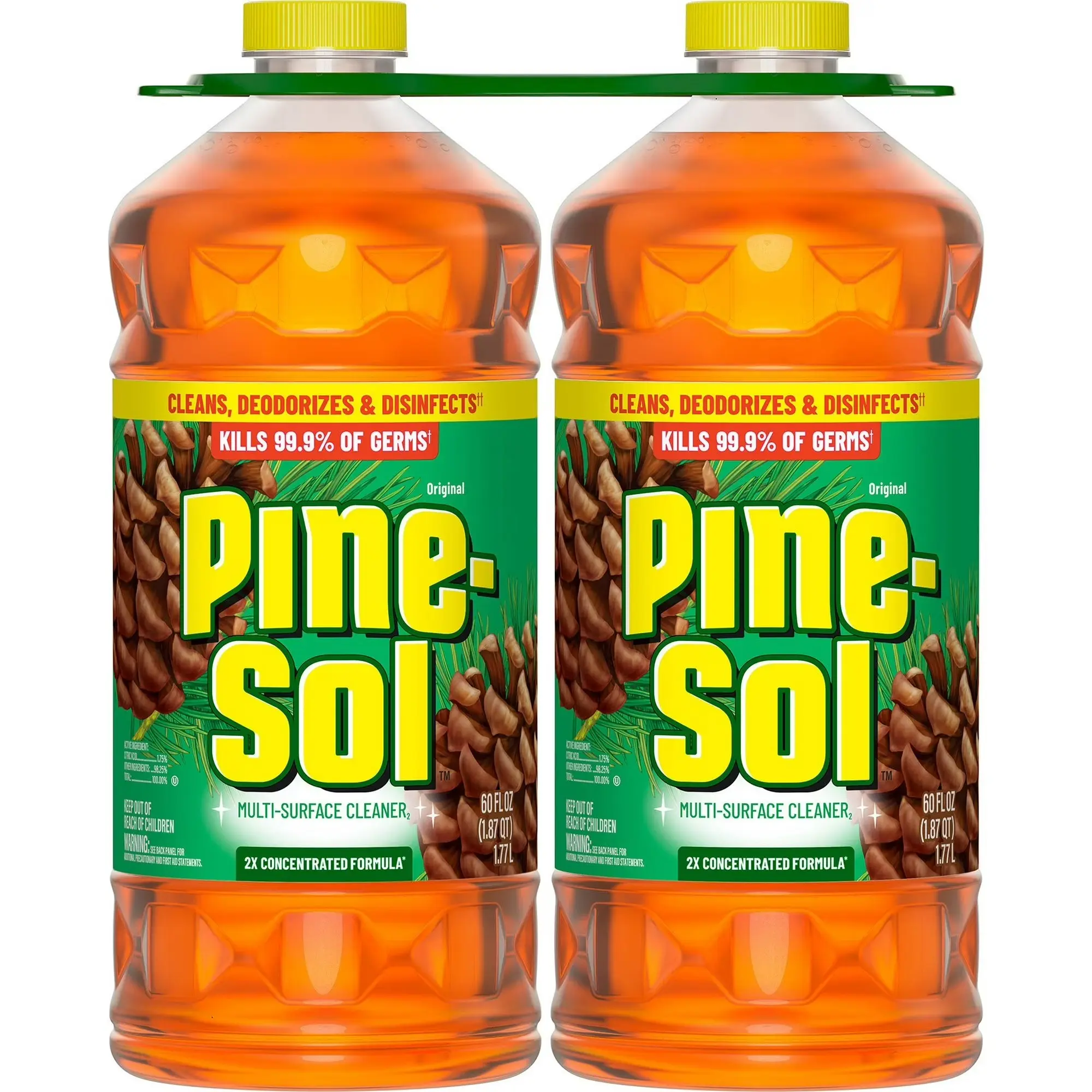Pine-Sol Household Multi-Surface Cleaning Cleaner, Scented Pine, 2 ct., 120 fl. oz., Anti-Germs All-Purpose Cleaners, Bacteria-Killing All-Purpose Cleaners