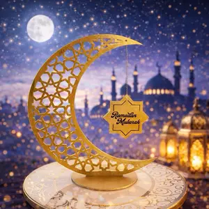 - Religious Ramadan Decoration Islamic Faith New Moon Print With Ramadan Mubarak On The Star Perfect Gift for Fasting Festival Gifts use Eid muslims