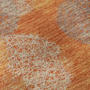 HomeRoots 677182 9 x 12 ft. Orange Gray & Silver Abstract Washable Machine Made Rectangle Area Rug with UV Protection