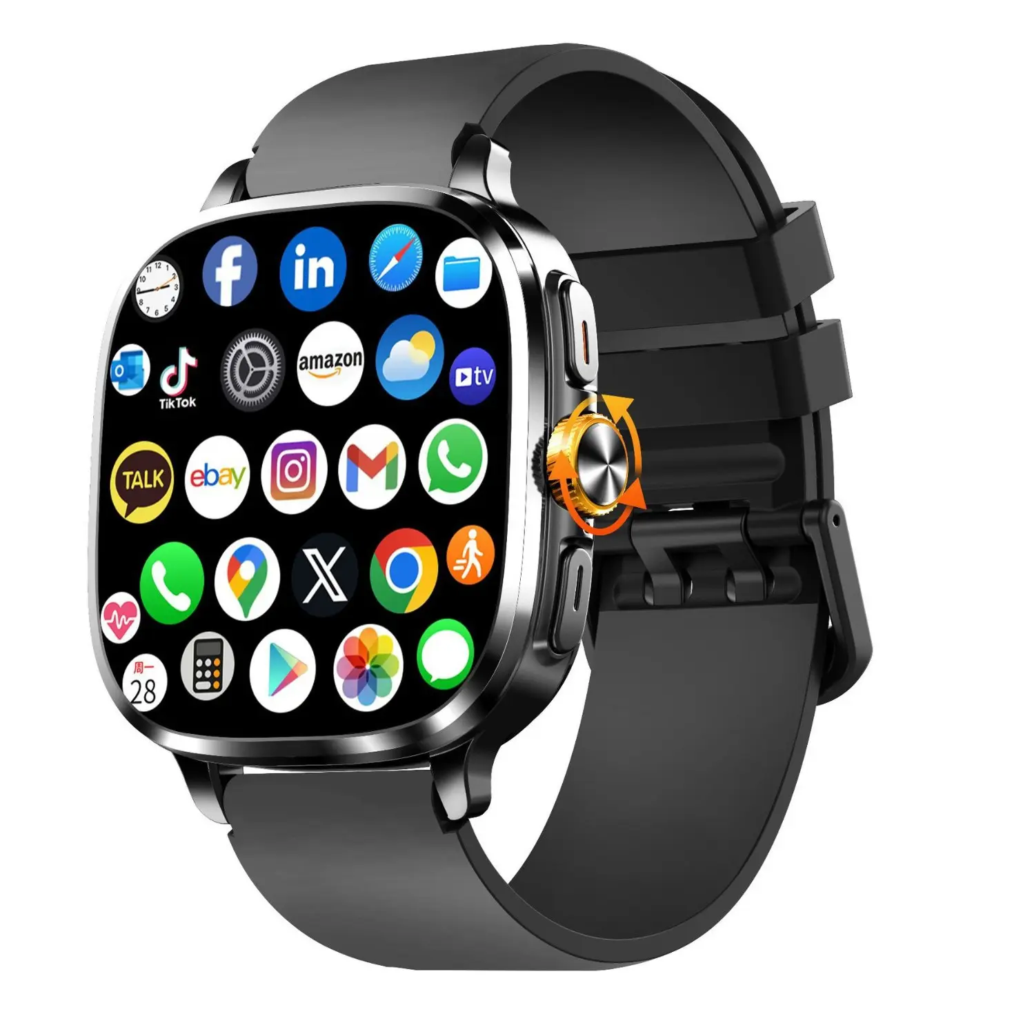 S99 English Version Smartwatch, 2.4inch Wearable Device with Rotating Camera, SIM Card Support, Heart Rate Tracking, Blood Pressure Monitoring, NFC Access Control