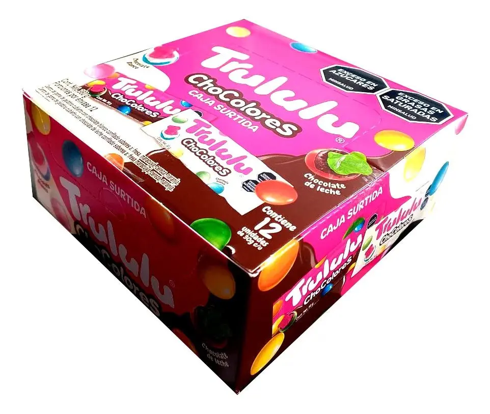 Trululu Chocolores Assorted – 12 Pack (360g / 12.7 oz) – White & Milk Chocolate Coated Candies – Imported from Colombia