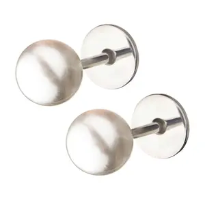 Comfy Earrings Pearl Stud Earrings with Synthetic Pearls on 316L Surgical Grade Stainless Steel Posts 18 Gauge 6.0 mm Length Comfortable and Stylish Pair of Flat Back Earrings
