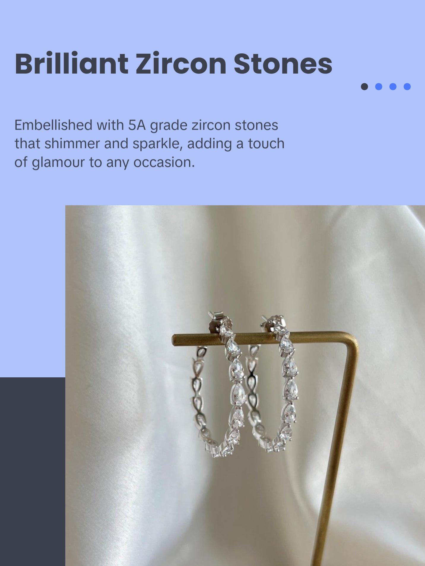 Sparkly Big Baguette Hoop Stud Earrings