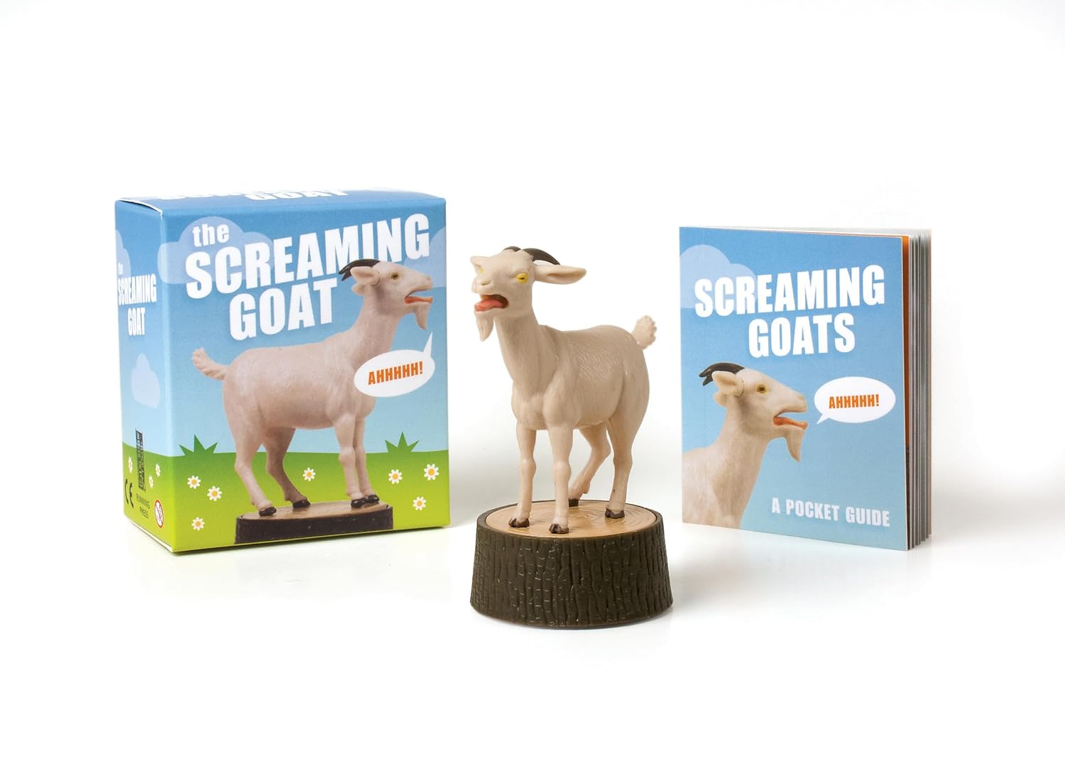 The Screaming Goat – Mini Figure with Sound & Pocket Book | Funny Desk Toy & Gag Gift for Goat Lovers, Adults & Kids