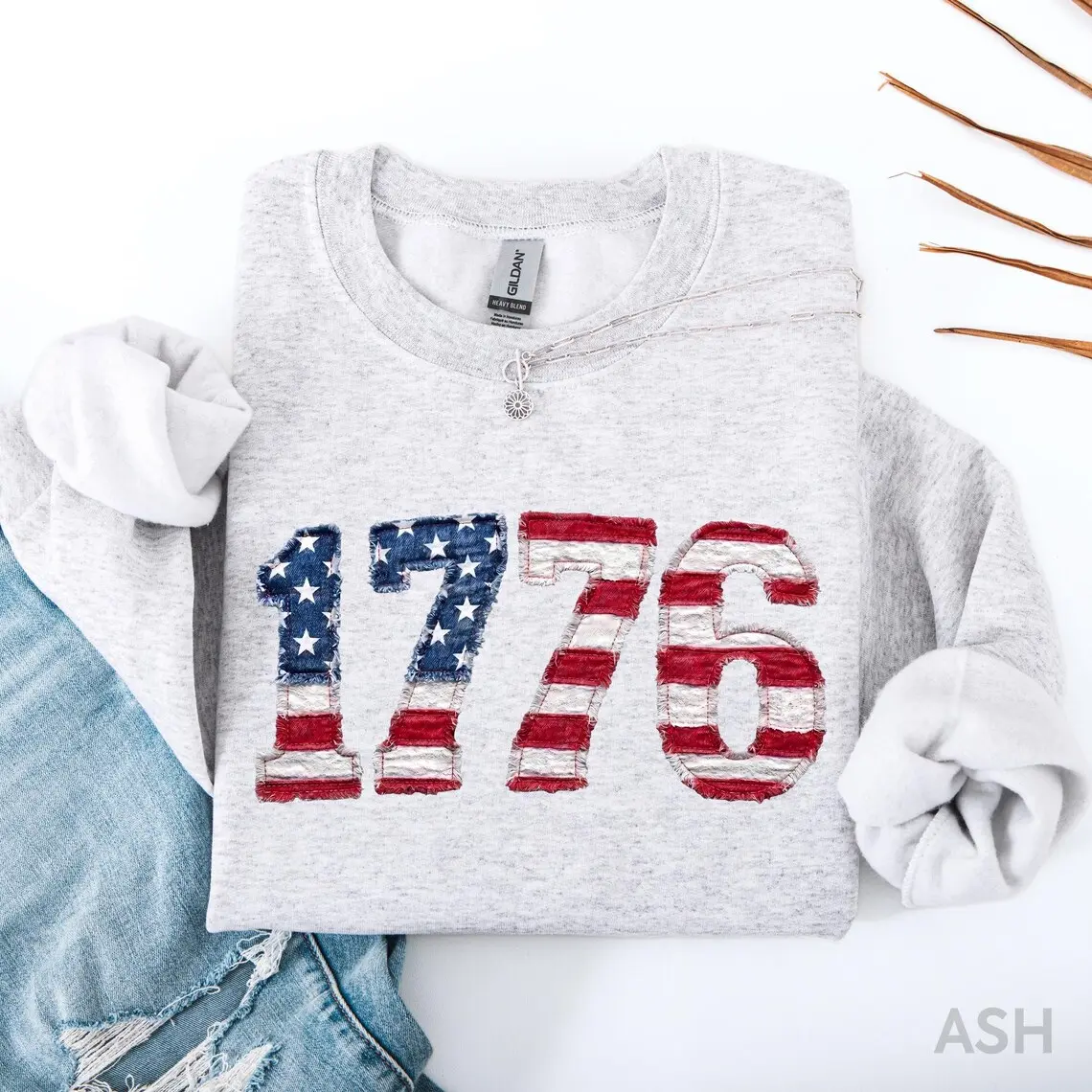 Patriotic American Sweatshirt, Independence Day Sweater, Fourth Of July, Vintage Usa Top, Faux Patchwork