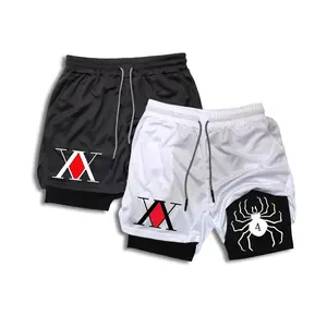 Men's Anime Hunter x Hunter Gym Shorts Bilayer 2-in-1 Breathable Quick-drying Quarter Shorts Regular Fit Sporty Athletic Wear Cut Outs Gymshorts
