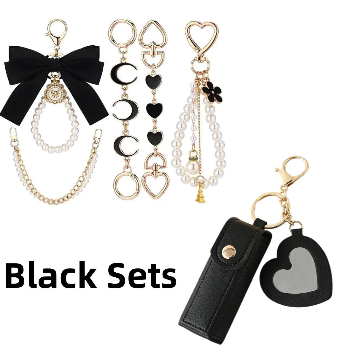 5 Pcs Bag Extender Chain Pearl Purse Chain Ribbon Bow Keychain Extender Bag Strap Purse Charms Accessories for Handbag