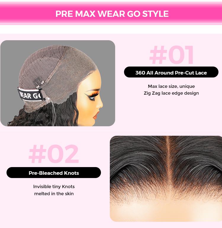 CurlyMe Water Wave / Kinky Straight Invisi Strap Snug Fit 360 Transparent Lace Frontal Human Hair Wigs Wear Go Glueless Wig Bleached Knots Pre Cut Lace Pre Plucked Realistic Hairline Beginner Friendly