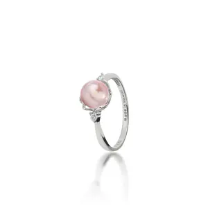 Pick A Pearl Crown Ring in White Gold with Diamonds