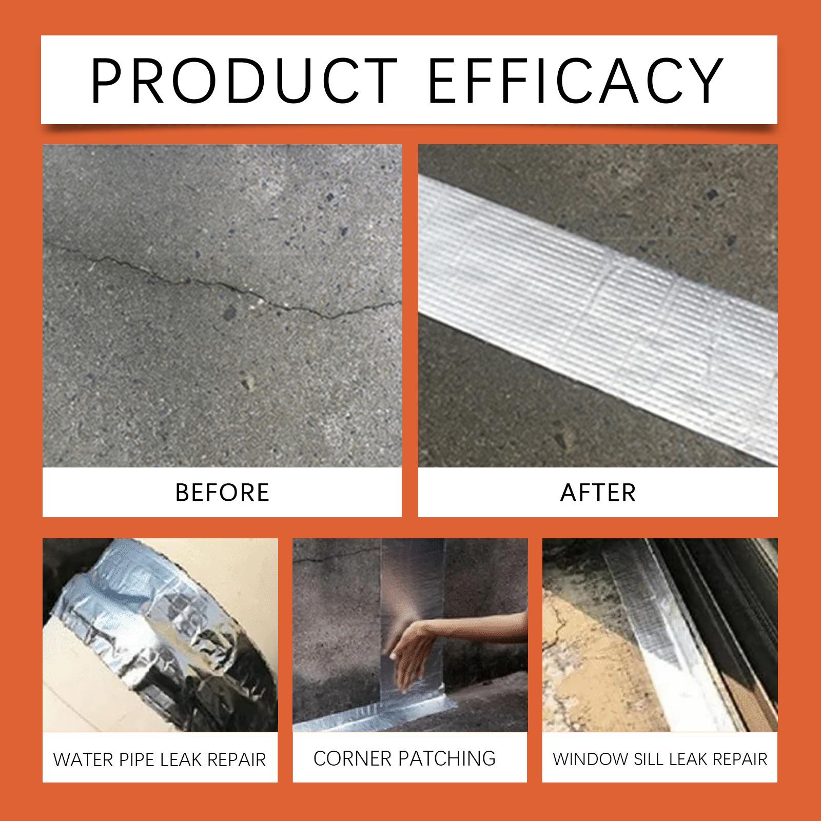 JUE FISH Waterproof Butyl Tape – Roof Leak Repair, Moisture-Proof, Strong Adhesive Self-Adhesive Aluminum Foil Waterproof Roll