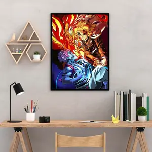 Demon Slayer Rengoku vs Akaza Battle Poster – Fierce Combat Wall Art, Manga Decor Gift