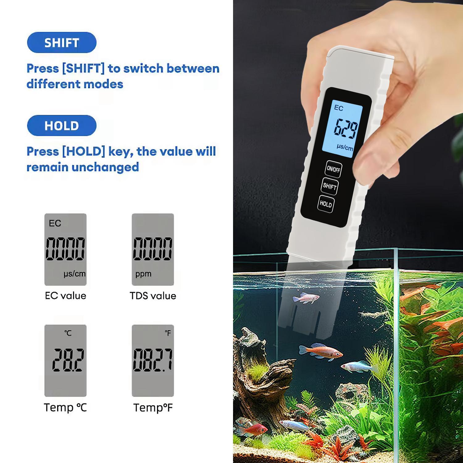 2026 4-in-1 Digital TDS Meter - TDS/EC/Temp(°C/°F) Water Tester | 0-9990ppm Range | For Drinking Water/RO/Aquarium/Pool