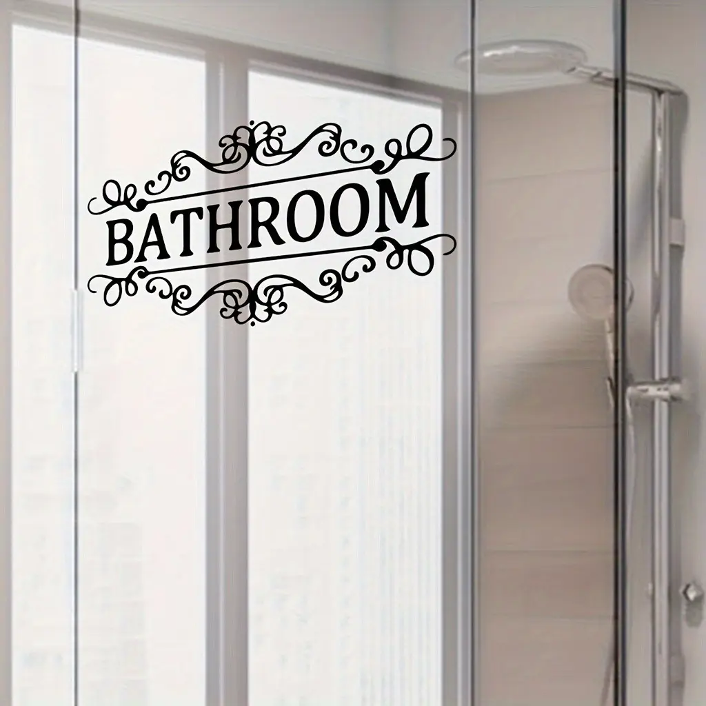 Bathroom Letter Pattern Wall Sticker, Removable Self Adhesive Wall Decal, Wall Decals Peel and Stick, Decorative Sticker for Home Bathroom, Decoration Items, Adhesive Stickers