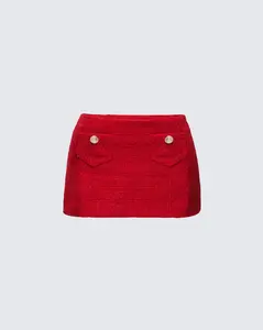 Nomi Red Tweed Mini Skirt