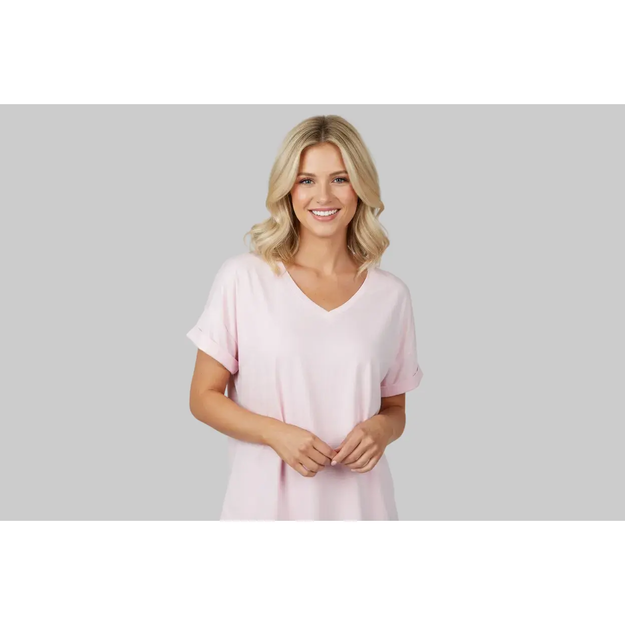 Basic Pink Cuffed Sleeve Tshirt