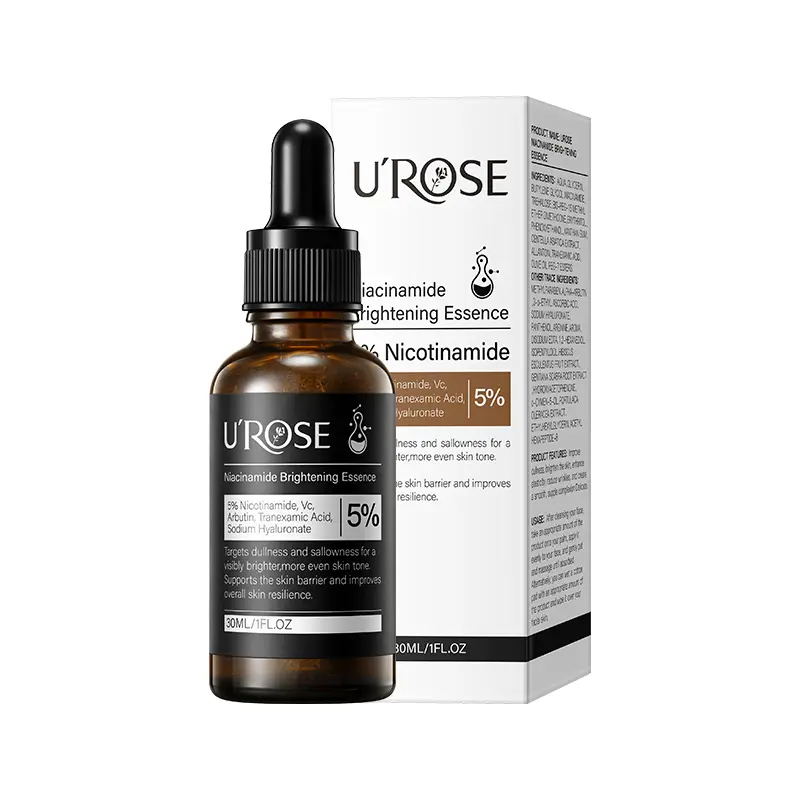 Niacinamide Brightening Essence, containing α-arbutin, tranexamic acid, and niacinamide, helps fade dark spots and even out skin tone. It is suitable for dry skin, moisturizing facial essence, and restores skin radiance