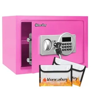 Voncabay Secure Cash Home Safe Box with Sensor Light Dual Lock Bonus Fireproof Money Bag Ideal Gift for Home Security