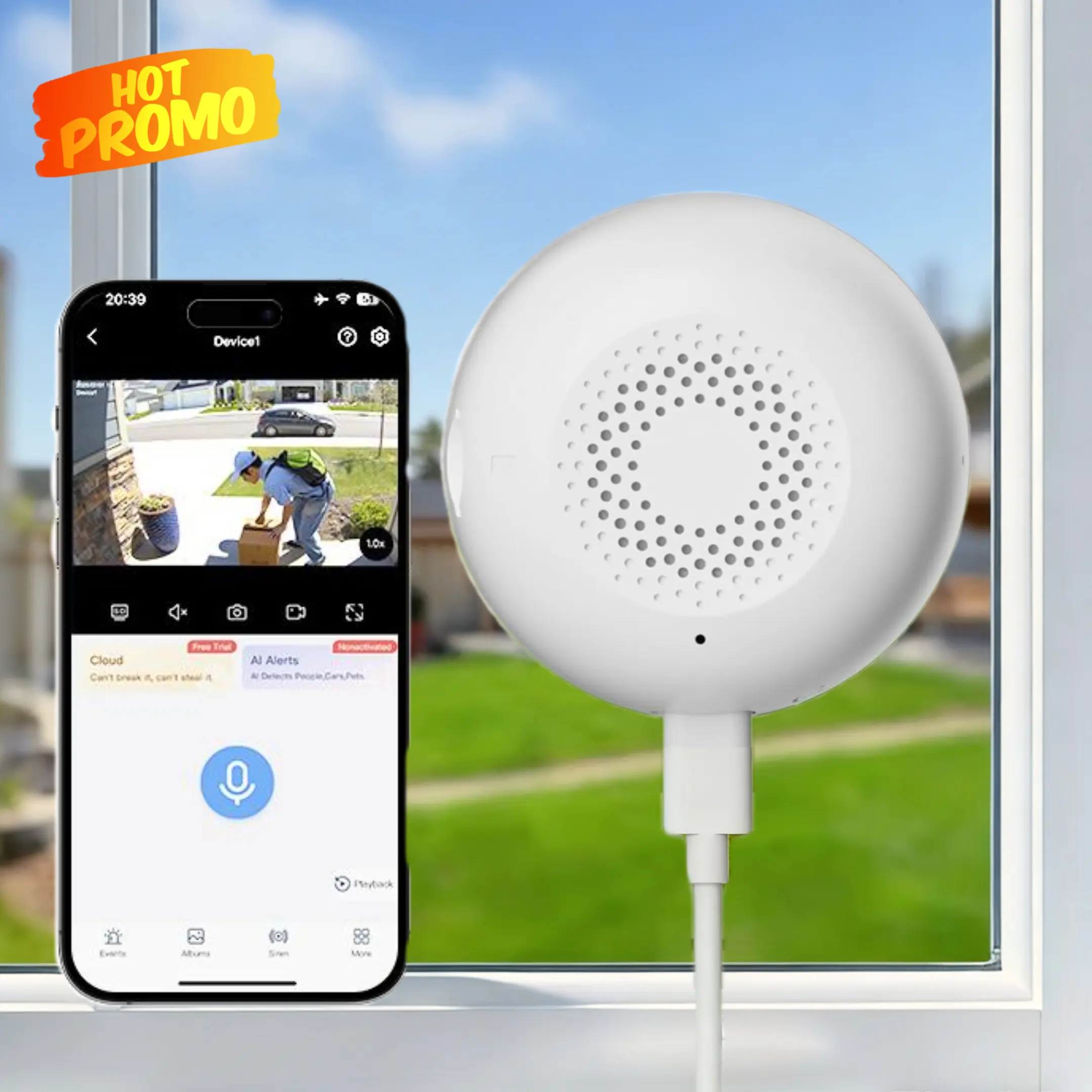 4K Wireless Window Security Camera, Dual-Band WiFi, AI Motion Detection, Color Night Vision, Two-Way Audio, 24/7 Recording for Indoor Home Security