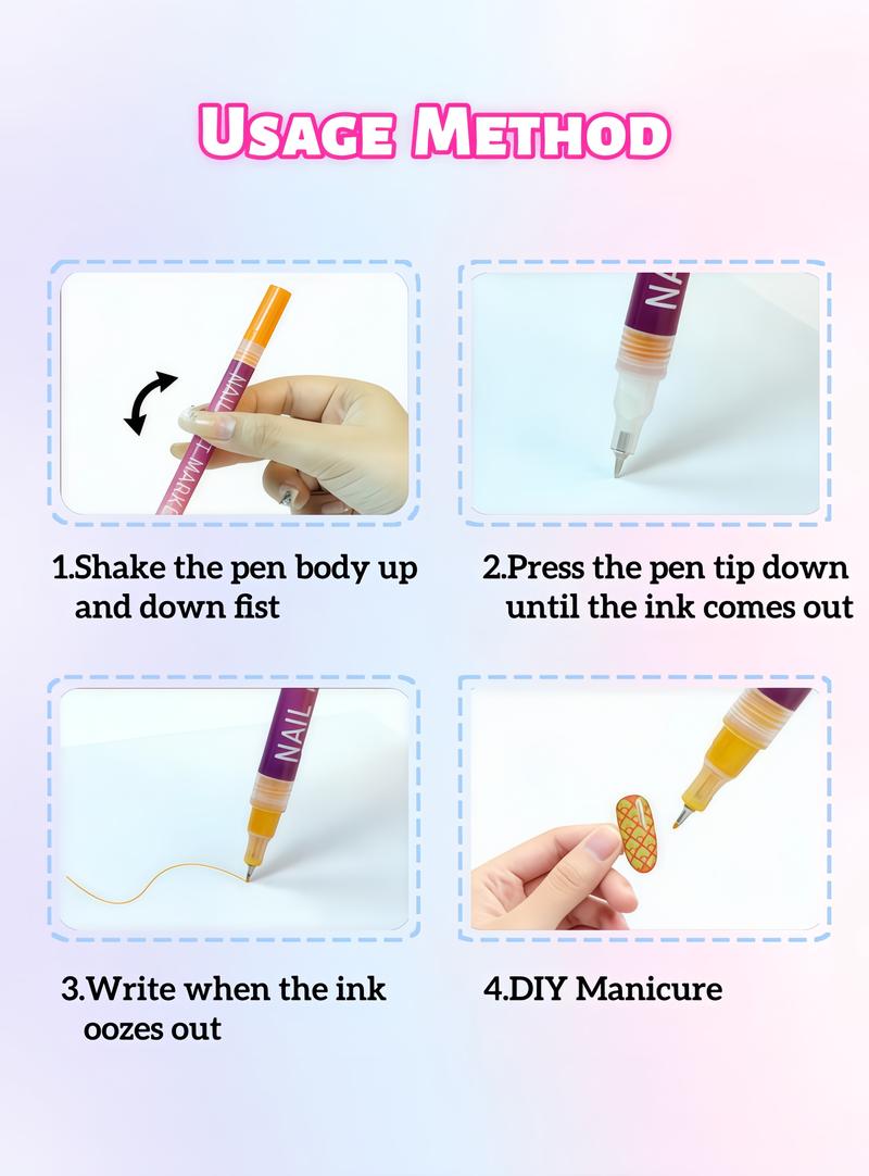 12-Color Nail Art Marker Set: Micro-Tip Waterproof Pens, Lasts 7-14 Days | DIY Salon Gel Nails at Home Kit for Beginners | Valentine‘s Day, Prom, Wedding Gift for Kids, Teens, Adults | with Free Video Tutorial