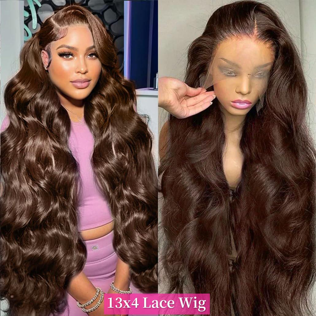 Bling Hair 30 32inch Chocolate Brown Body Wavy 13x4 Transparent Lace Front Human Hair Wigs Pre-plucked 180Density 13x6 Frontal Transparent Lace Wig For Women TikTokShopBlackFriday